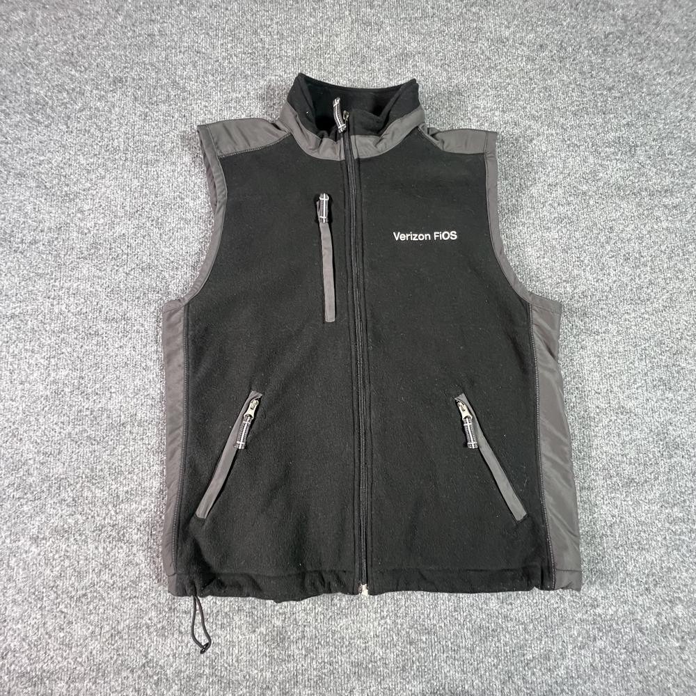 Page & Tuttle Vest Jacket "Verizon FiOS" Men's M Black Polyester Fleece Full-Zip